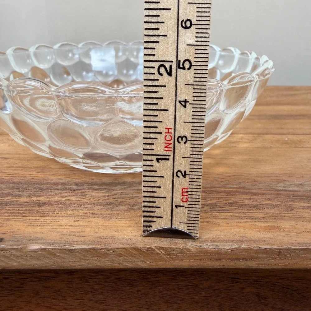 Anchor Hocking Bubble Glass Bowl Clear Vintage Mid Century Bullseye 7 Inch